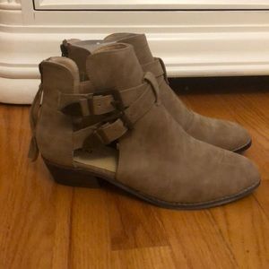 Tan Ankle Booties with Cutouts
